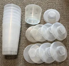 Used Lego PAB - Pick-a-Brick - Cups - 8 Total (7 large, 1 small, with 9 lids)