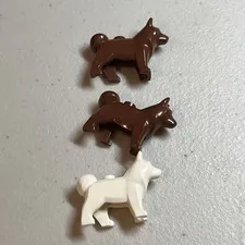 Lego Dog Minifigure Lot 2 Brown 1 White Lot Of 3