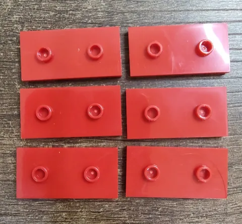 LEGO Parts - Red Plate 2 x 4 with 2 Studs (Double Jumper) - No 65509 - QTY 6