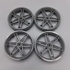 Set Of 4 Lego Wheel 61.6mm D. x 13.6mm Motorcycle Gray Part  2903