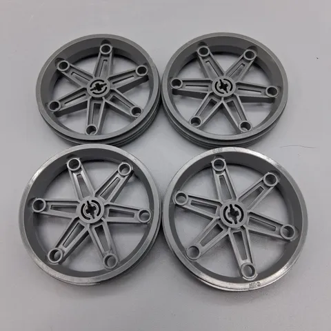 Set Of 4 Lego Wheel 61.6mm D. x 13.6mm Motorcycle Gray Part  2903
