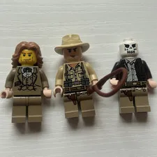 LEGO Indiana Jones German Soldier Minifigure Lot of 3 with Whip Accessory