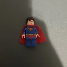 Lego Superman-Blue Suit, Spongy Cape, Hair with Front Curl, Open Mouth/Red Eyes