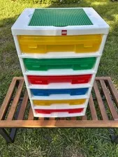 IRIS LEGO Brick Tower Storage Container 6 Drawers Minifigure Faces Multicolor