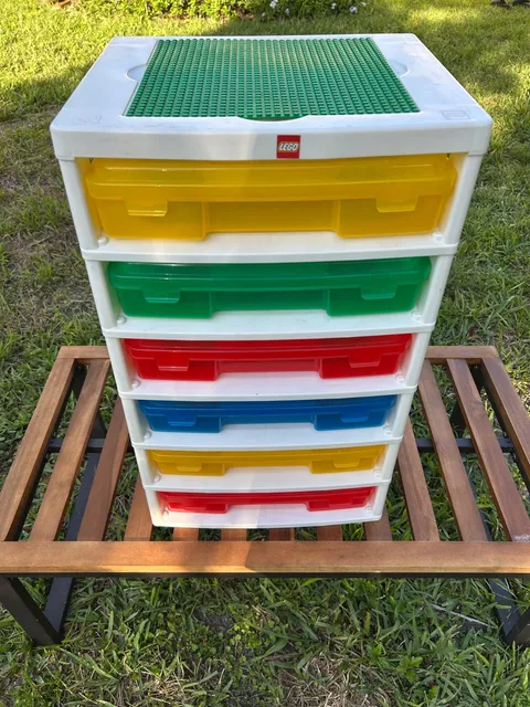 IRIS LEGO Brick Tower Storage Container 6 Drawers Minifigure Faces Multicolor