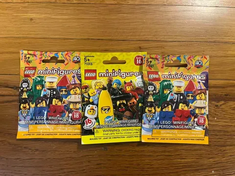 LEGO Minifigures Mixed Lot of 3 Sealed Blind Bags Series 18 (x2) & Series 16(x1
