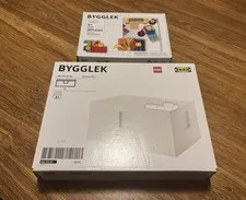 LEGO IKEA BYGGLEK Building Platform Storage Box White, 10"X7"X4.5" And Brick Set
