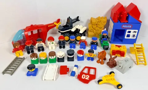 LEGO DUPLO Bulk Lot 40+ Pieces Blocks Figures Fire Police Ladder Building Animal