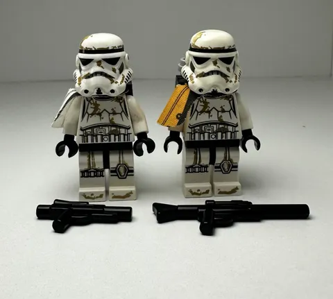 Two Lego Star Wars Sandtrooper Minifigure Orange and White sw0364 sw0383 - 2C