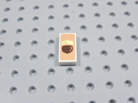 LEGO White 1x2 Printed Tile Plate Acorn Minifig BG