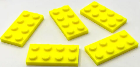 Lego 5 New Neon Yellow Plates 2 x 4 Parts