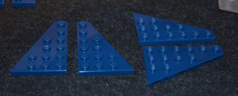 (4 - [2 pair]) 4x6 Dark Blue Corner / Wing Plate Bricks ~ New Lego Parts ~