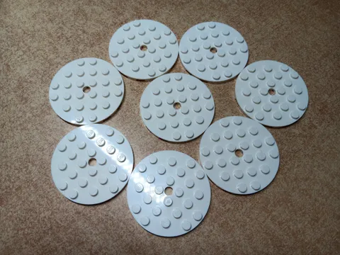 LEGO BULK LOT OF 8 WHITE 6X6 ROUND PLATE WITH HOLE #11213
