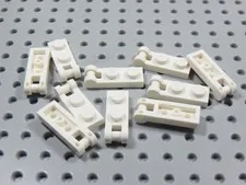 LEGO Lot of 10 White 1x2 Plates w/ Closed Handle on End BH