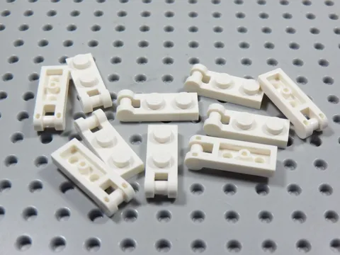 LEGO Lot of 10 White 1x2 Plates w/ Closed Handle on End BH