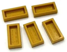 Lego 5 New Pearl Gold Tiles Flat Smooth 1 x 2 Parts