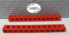 (J15/2/6) LEGO Technic 2 x 3895 Perforated Beam 1x12 Red