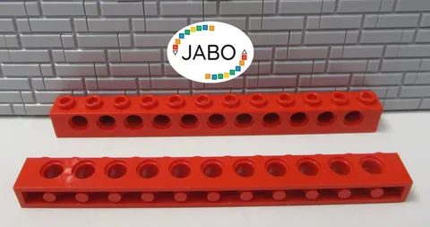 (J15/2/6) LEGO Technic 2 x 3895 Perforated Beam 1x12 Red