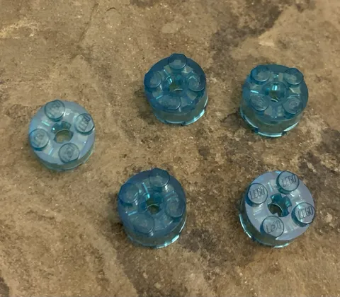 LEGO 2x2 TRANS-LIGHT BLUE ROUND Bricks (ID 3941) Lot Of 5