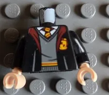LEGO Harry Potter Minifigure Torso Black Jacket Gryffindor Tie Custom Printed