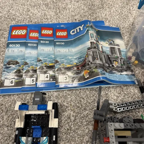 LEGO City 60130 Prison Island Incomplete Lot w/ 6 Minifigures, Boat, Instruction