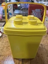 Lego /Duplo Vintage Yellow Storage Box With Handle /50 + Duplo Blocks