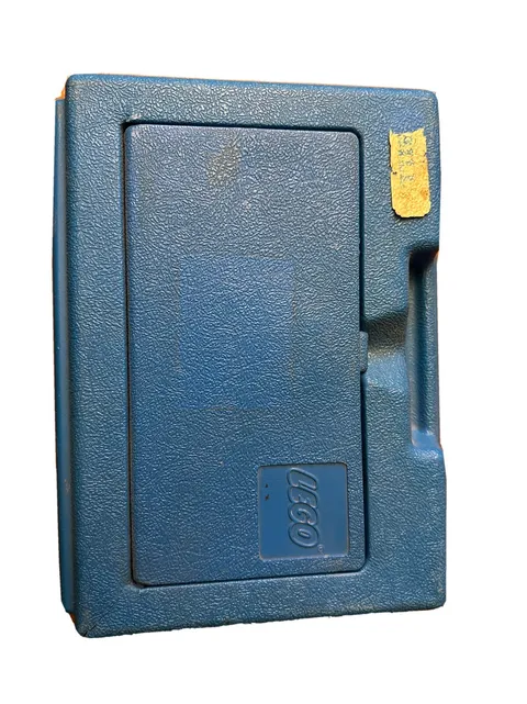 Vintage Lego Carrying Case w/ handle Flip Top Blue Storage Box MADE in USA 11x7"