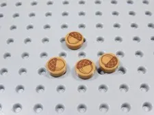 LEGO Lot of 4 Medium Nougat 1x1 Round Printed Acorn Tile Plate Minifig BV