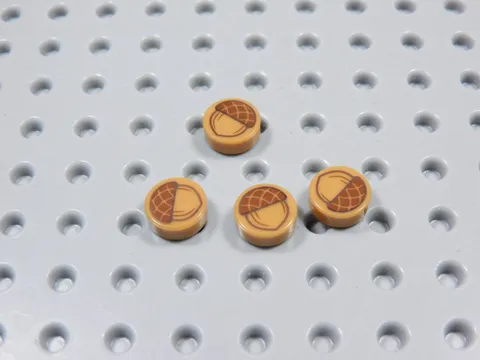 LEGO Lot of 4 Medium Nougat 1x1 Round Printed Acorn Tile Plate Minifig BV
