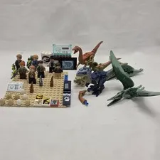 Lego Jurassic World 9 Minifigures & 7 Dinosaurs Lot Triceratops Velociraptor...