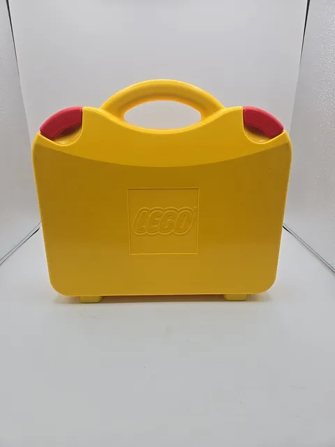 LEGO Yellow & Orange Storage Carrying Case Tote w/Red Clips, Adjustable Divider