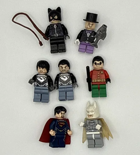 LEGO DC Super Heroes Minifigures Lot of 7 Batman Robin Catwoman Superman Penguin