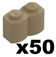 Lego 50 New Dark Tan Bricks Log Profile Modified 1 x 2 Bulk Lot Part 30136 DT01