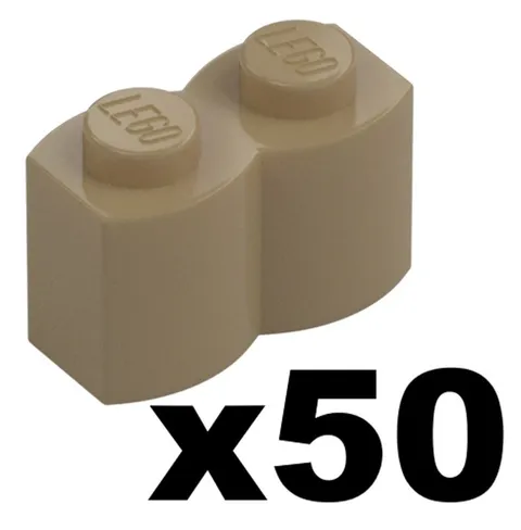 Lego 50 New Dark Tan Bricks Log Profile Modified 1 x 2 Bulk Lot Part 30136 DT01