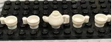 LEGO White Tea Pot And Four Cups Kitchen Food Party