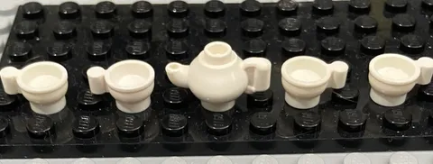 LEGO White Tea Pot And Four Cups Kitchen Food Party