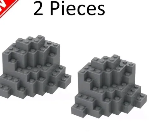2 NEW LEGO Rock Corner Pieces - Dark Bluish Gray Mountain MURP 8x8x6