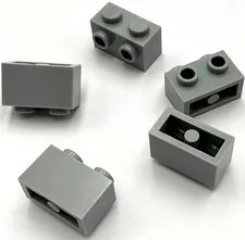 Lego 5 New Light Bluish Gray Bricks Modified 1 x 2 with Studs on 1 Side Parts