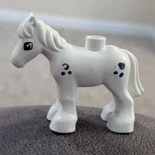 Lego Duplo Horse Figure Black Spots White Toddler Toy Pretend Play Farm Animal