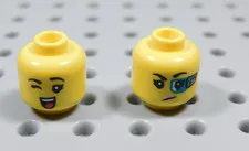 LEGO Lot of 2 Female Girl Yellow Dual Sided Head Minifig Eyepatch Smile BT
