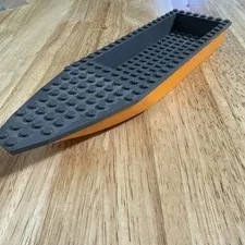 Lego Floating Boat 28 X 8 Orange Hull 92710 + Dark Bluish Gray Deck 92711