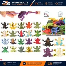 Eco-Friendly 12 Pack Mini Rubber Frog Figures with Gift Bag & Learning Card