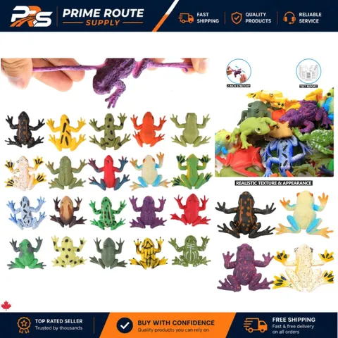 Eco-Friendly 12 Pack Mini Rubber Frog Figures with Gift Bag & Learning Card