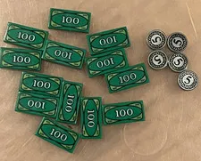 Lot of Lego Money Currency $100 Bill 1x2 Green Tiles (13) Plus #5 1x1 Caps
