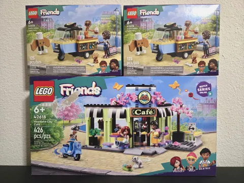 LEGO Friends 42618 Heartlake City Cafe & 2x 42606 Mobile Bakery Food Cart Lot