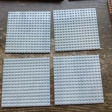 LEGO - 16x16 Dots (5"x5") Light Bluish Gray Baseplate Lot Of 4 Thick Base Plate