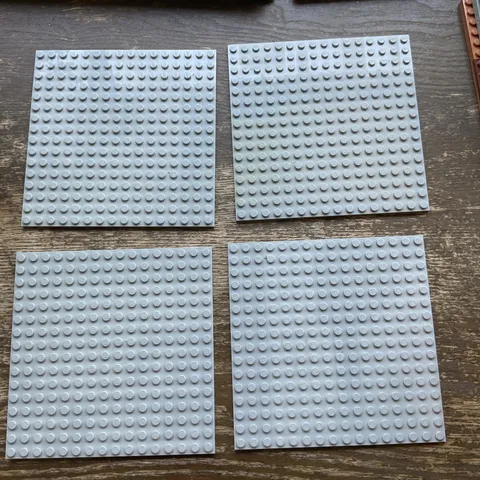 LEGO - 16x16 Dots (5"x5") Light Bluish Gray Baseplate Lot Of 4 Thick Base Plate