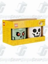 SMALL LEGO Halloween Special Edition Storage Head 2 Piece Set Zombie Skeleton