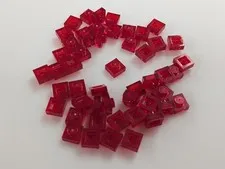 Lego x50 New Trans-Red Plates 1 x 1 Stud Pieces # 3024 MOC Bulk Parts