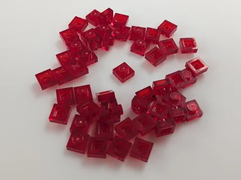 Lego x50 New Trans-Red Plates 1 x 1 Stud Pieces # 3024 MOC Bulk Parts